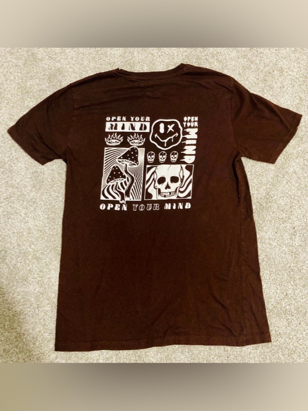 Taco Tuesday T-Shirt Psychedelic Open Your Mind Skull Mushroom Size Large